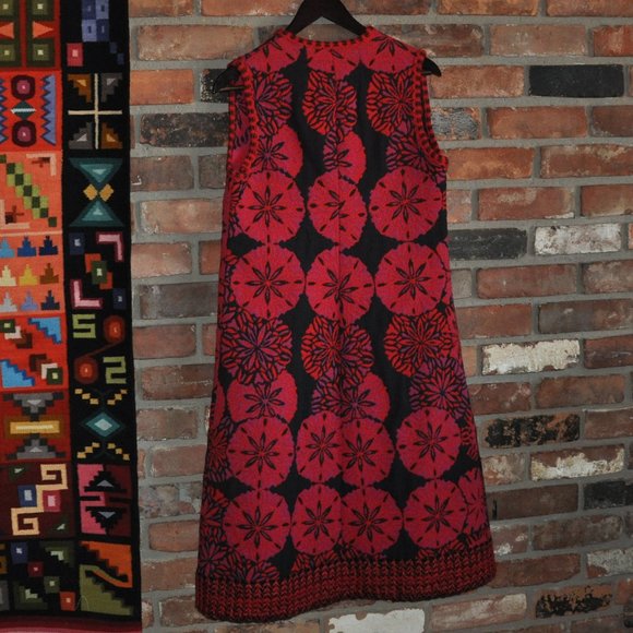 Unique Wearable Art Floral Mandala Tapestry Thick Long VEST Sleeveless Jacket - Picture 6 of 6